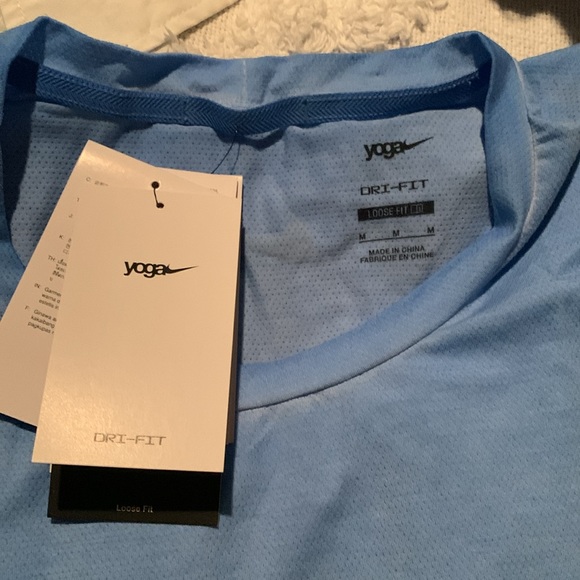 NIKE YOGA DRY FIT T-SHIRT BLUE MENS size medium Tall loose fit DM 6583-412 - Picture 5 of 9